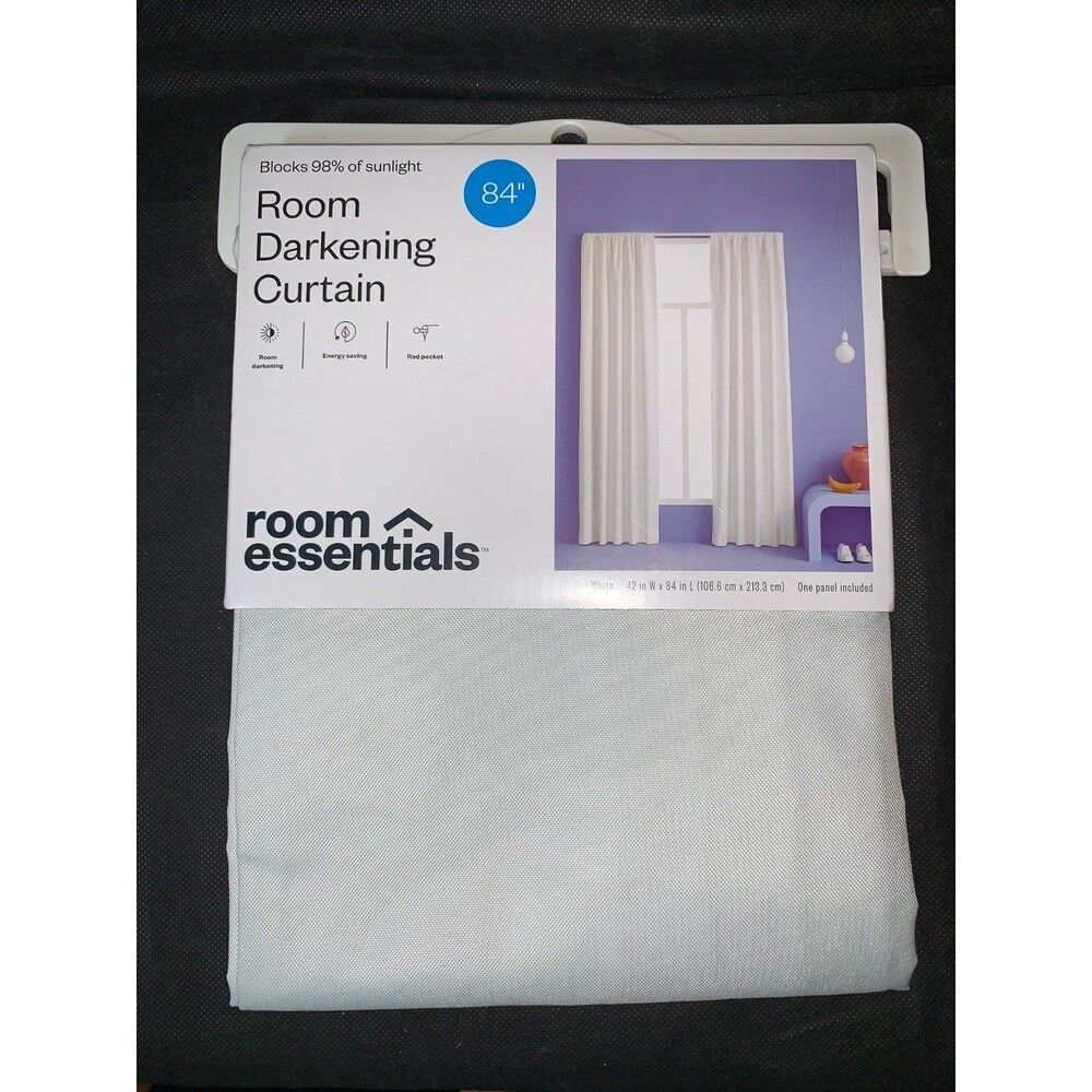 (1) Room Essentials White Room Darkening Curtain Panel 42" x 84"
